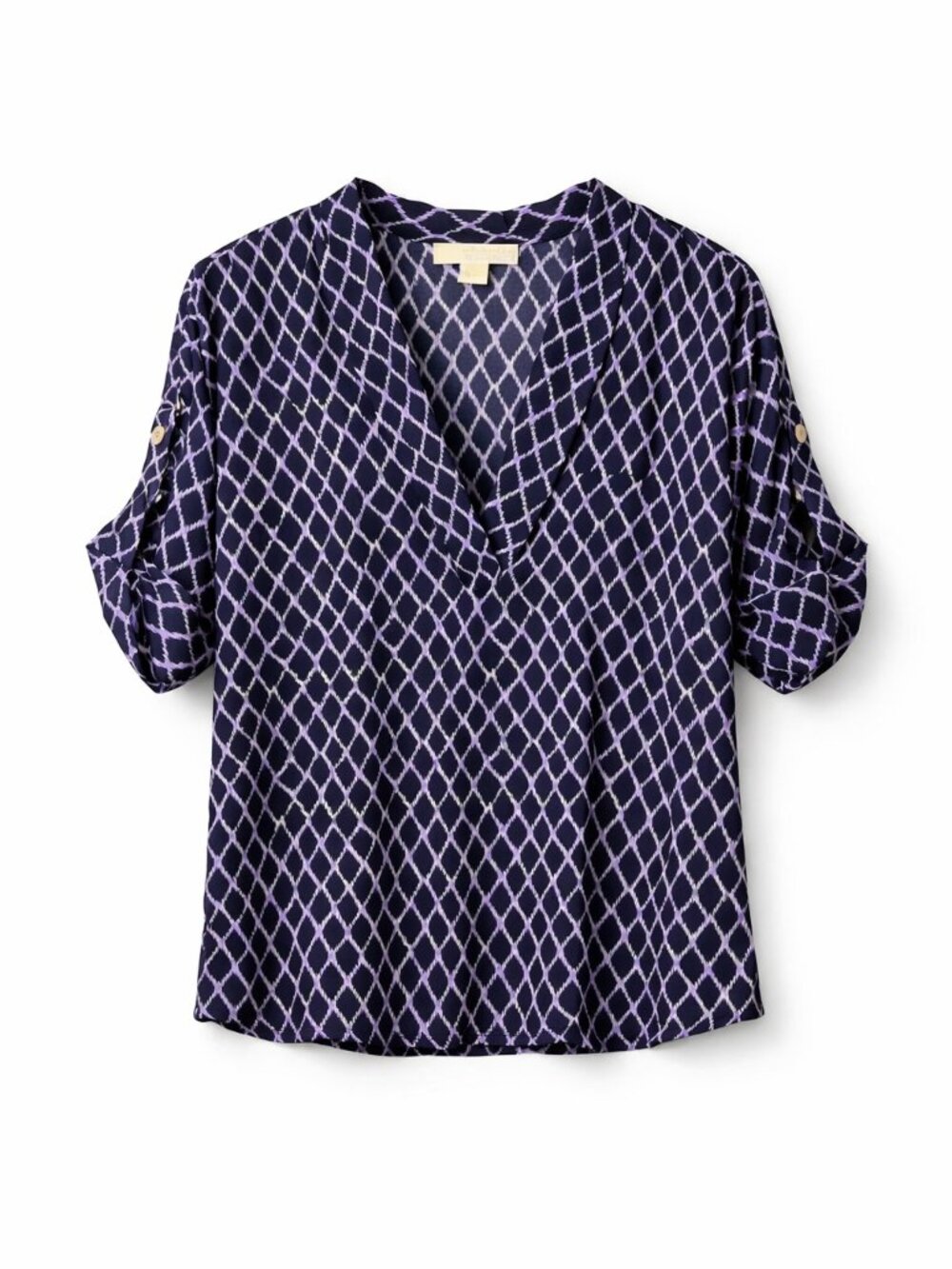 Michael Michael Kors Women’s M Geometric Diamond Print Blouse | Purple Navy
